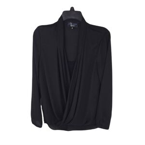 {P Luca Milano} Women's Black Front Wrap Tank Blouse - Size MEDIUM